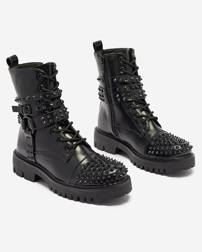 Black women's bagger boots with studs Fioppo - Footwear