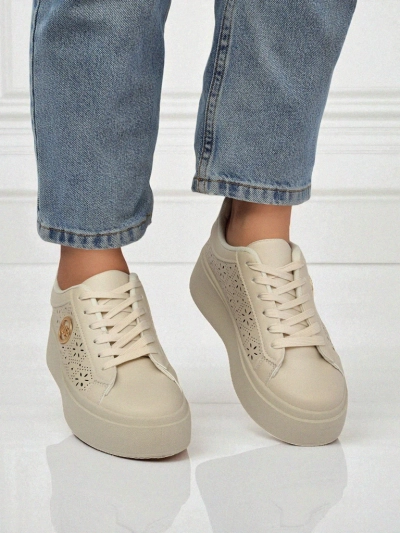 Aurelia Beige Platform Sneakers Royalfashion Eco Leather