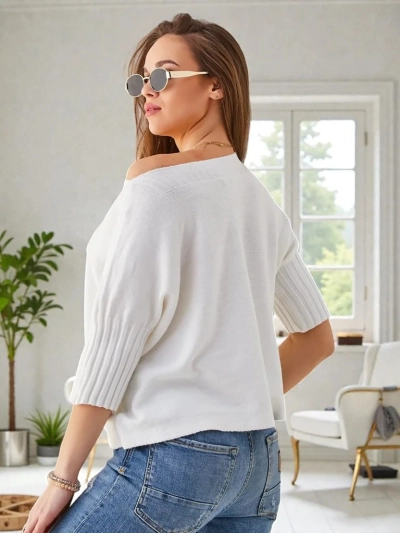 Royalfashion Women's viscose sweater with short sleeves