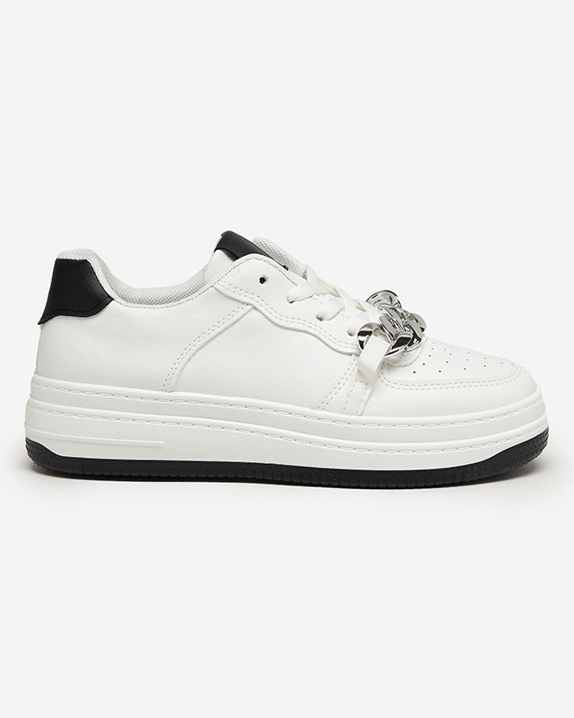 Черные белые женские кеды с цепочкой Nevito