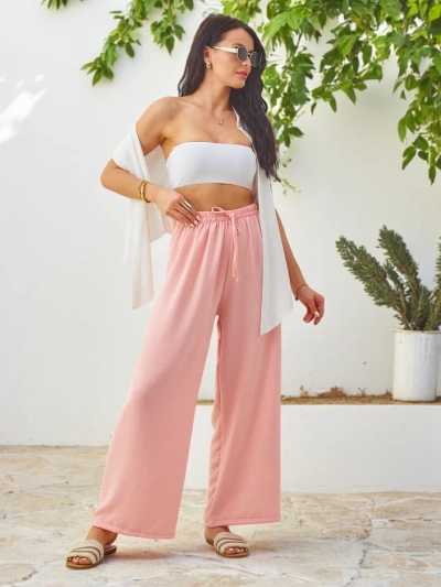 Royalfashion Wide women's trousers with an elastic waistband