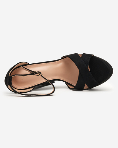 OUTLET Black women's sandals on a higher post Ivesjo - Footwear