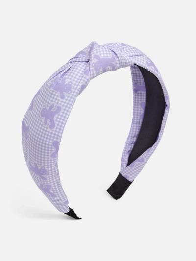 Royalfashion Braided Headband with Checkered Pattern and Bears