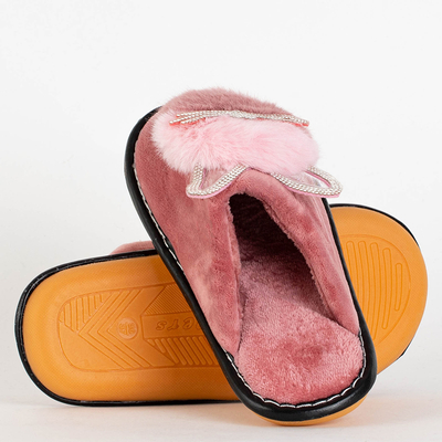 Pink women's slippers with Milonu's cat - Footwear