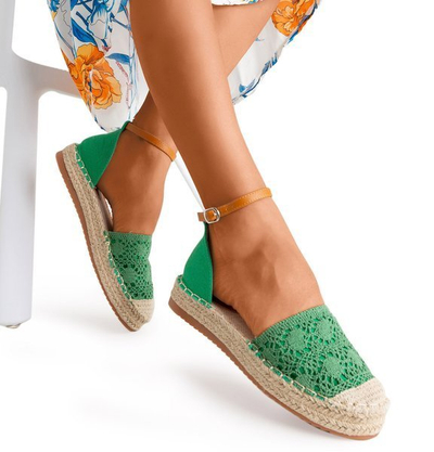 Zielone espadryle z ażurową cholewką Asti - Obuwie