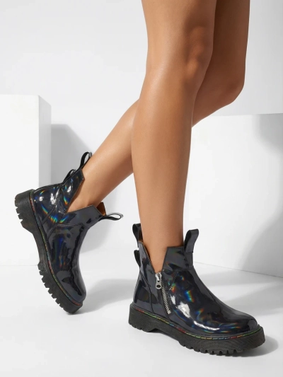 Diana Women's Black Leather Elegant Ankle Boots for Autumn