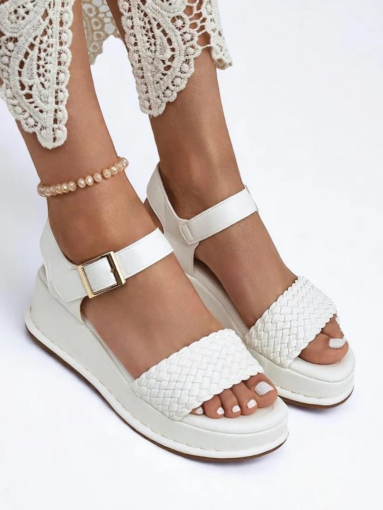 Royal Fashion Women's braided wedge sandals, Fiolle style