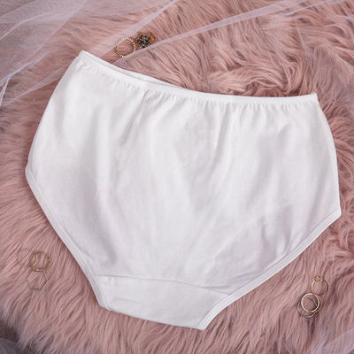 Women's ecru cotton panties with a flower PLUS SIZE - Underwear