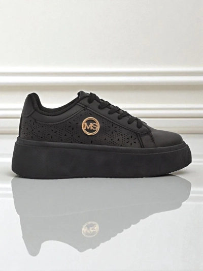 Women's Perseida Royalfashion platform sneakers black eco-leather