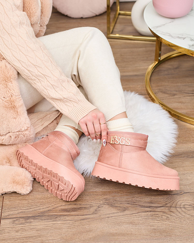 Royalfashion Gaiši brūni sieviešu apavi a'la sniega zābaki ar ornamentu Parisela