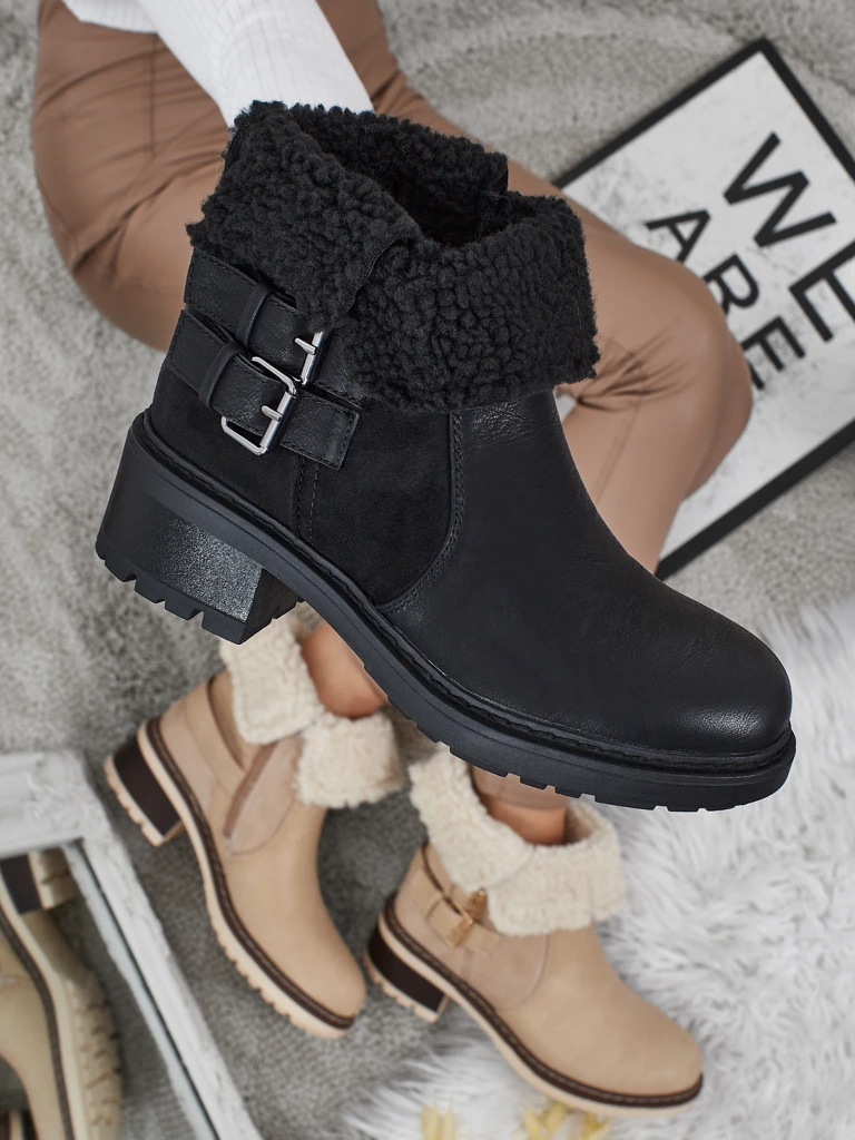 Kavira women's eco-leather ankle boots with fur