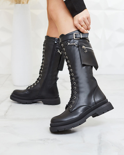 Royalfashion Black women's lace-up boots Apovido