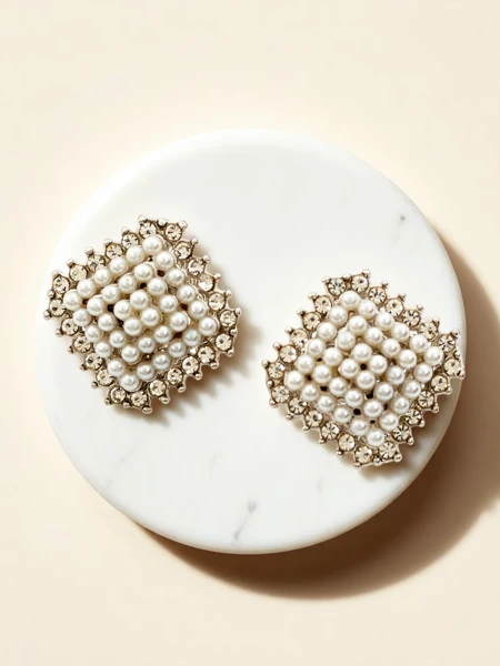 Royalfashion Sieviešu klipšu auskari ar kubiskā cirkonija akmeņiem