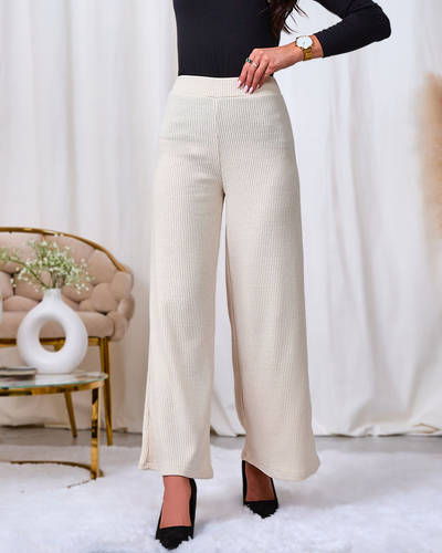 Royalfashion Krēmkrāsas krāsas sieviešu platās ripveida bikses