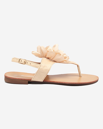 Beige women's sandals with a flower Nerikala - Footwear