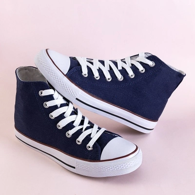 OUTLET Navy blue women's high-top trainers Skarllet - Footwear