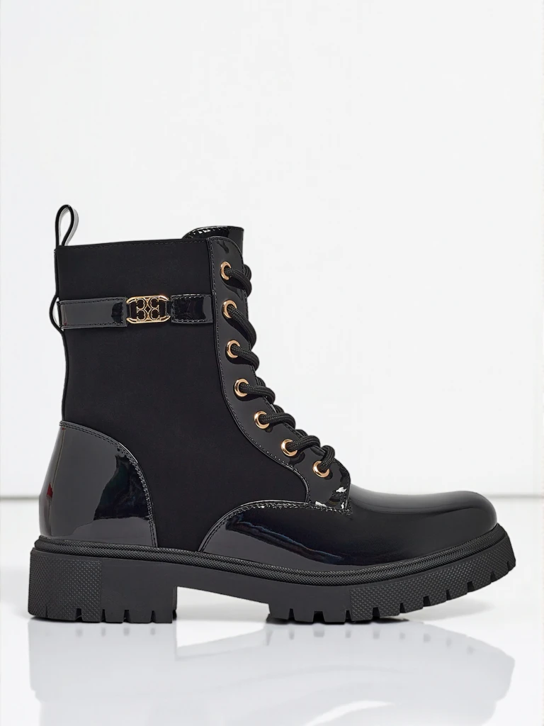 Lace-up ankle boots made of matte and patent eco-leather Alvinea