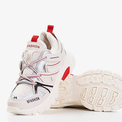 OUTLET Beżowe damskie sportowe buty Risika - Obuwie