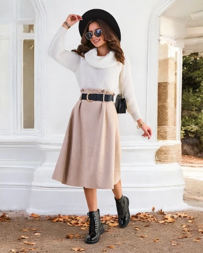 Royalfashion Women's midi skirt a' la suede