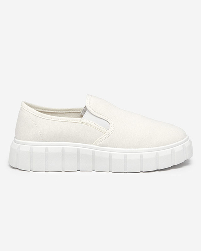 OUTLET Women's white slip-on shoes on a thick Tenri sole - Footwear