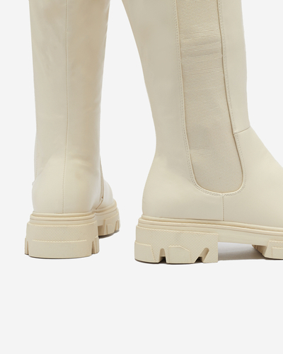 Кремовые женские сапоги на среднем голенище Vebissa- Footwear