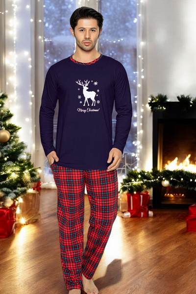 Men's navy blue Christmas pajamas - Clothing