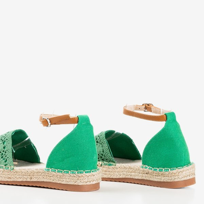 Zielone espadryle z ażurową cholewką Asti - Obuwie