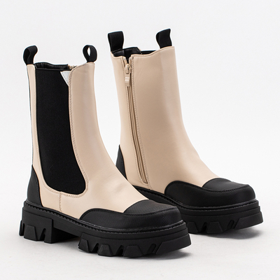 Бежевые женские сапоги на массивной подошве Rosidi