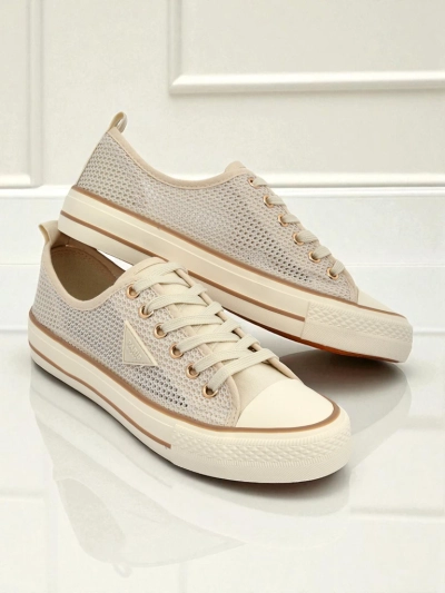 Aurelia Beige - ženske platnene tenisice na ravnom potplatu 3 cm