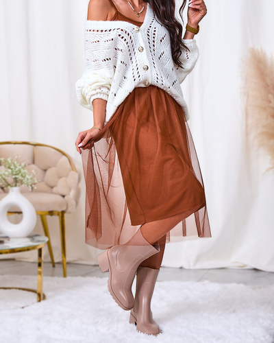 Royalfashion Camel women's midi dress with tulle