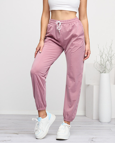Dark pink women's joggers - Clothing