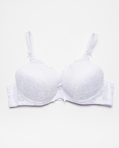 Women's white push-up bra with lace - Underwear
