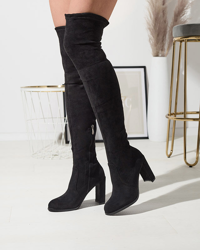 Black women's over-the-knee boots Qavoti Footwear