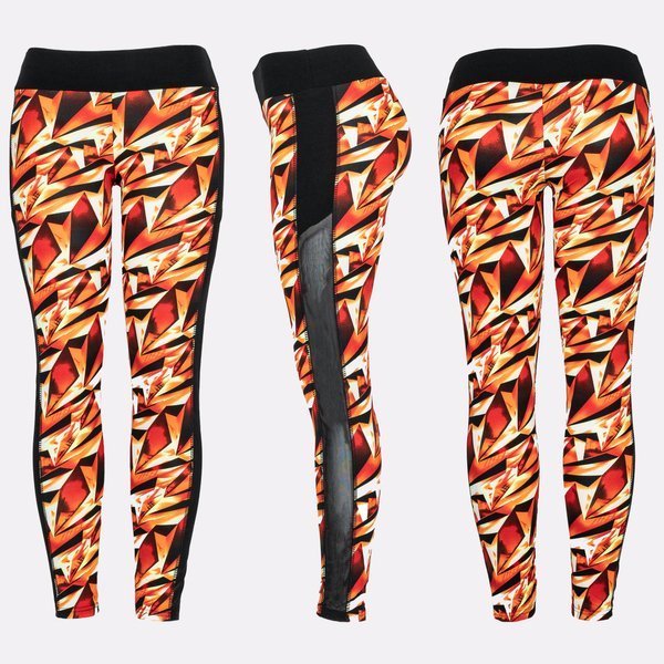 Orange gaiters with a geometric pattern - Pants 1