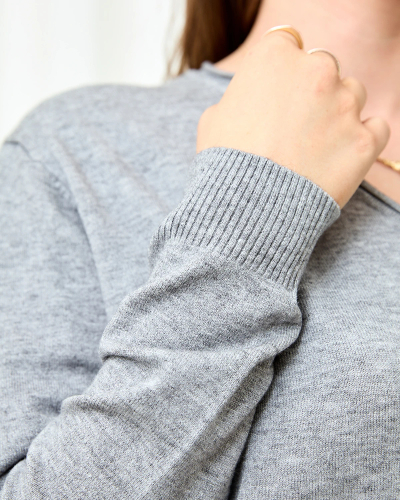 Royalfashion Gray women's sweater with heart neckline