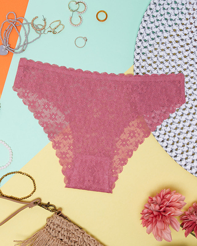 Dark pink seamless lace panties for women - underwear