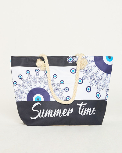 Black and white women's patterned beach bag - Accessories