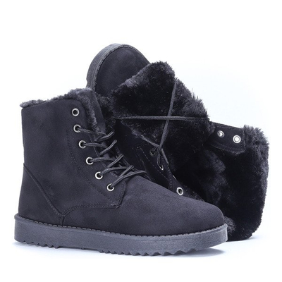 Czarne, ocieplane botki na platformie Gretta - Obuwie