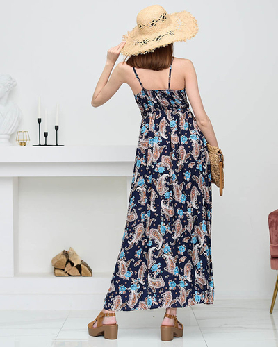 Navy blue airy women's maxi dress - Clothing