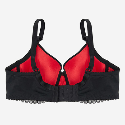Black and red women's push-up lace bra - Lingerie