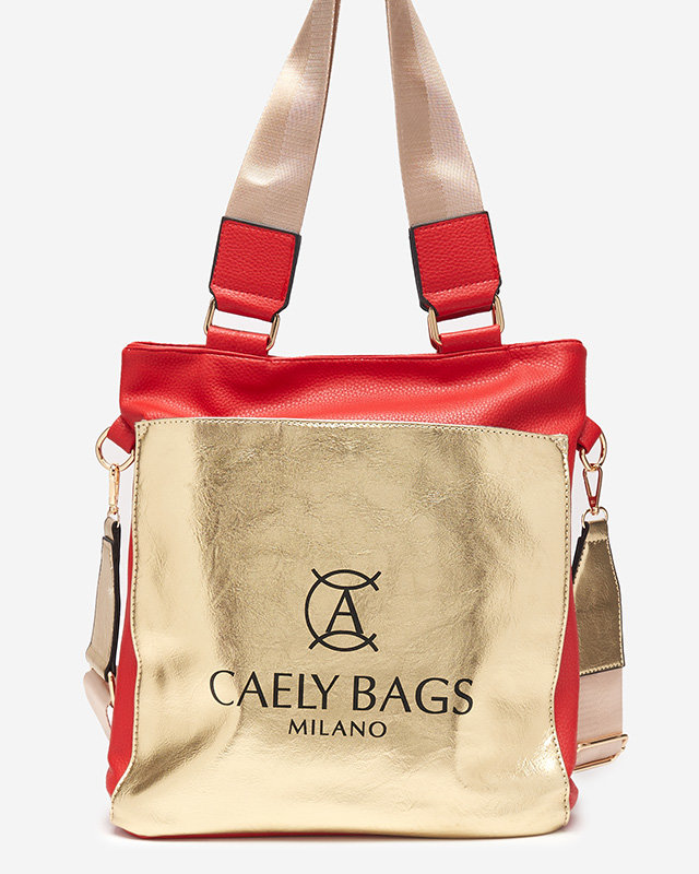 Women's red and gold medium eco-leather handbag - Accessories