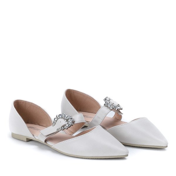 Gray ballerinas with decorative buckle Merletta - Footwear