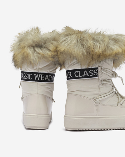 Бежевые женские сапоги-слипы с мехом Lilitsa- Footwear