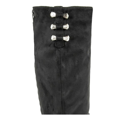 Czarne kozaki na wyższym słupku Brendi - Obuwie 