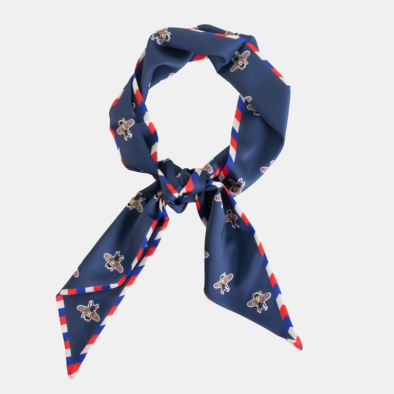 Синий женский шарф с принтом