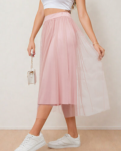 Royalfashion Women's double-layered midi skirt