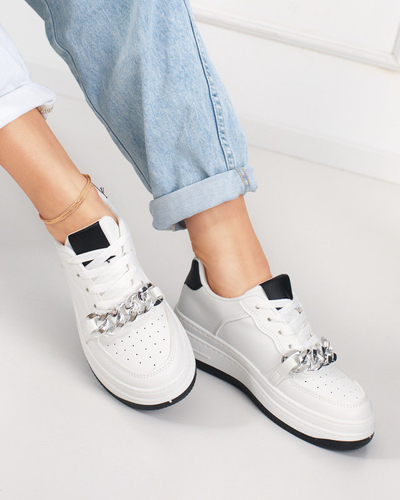 Черные белые женские кеды с цепочкой Nevito