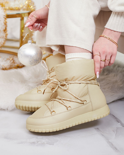 Royalfashion Women's slip-on snow boots in beige color Iredas