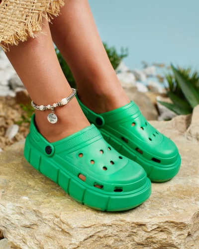 Royalfashion Dark green women's rubber flip-flops Kooranza