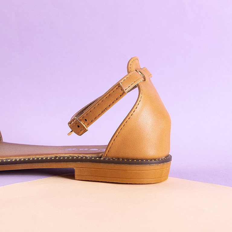 Rafana brown women's sandals with flowers - shoes